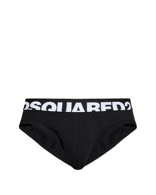 DSquared² Black Logo Waistband Briefs for men