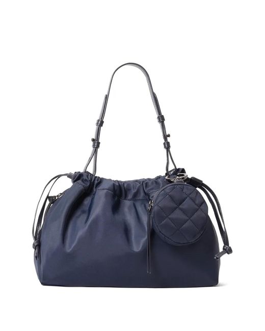 MZ Wallace Blue Small Waverly Drawstring Bucket Bag