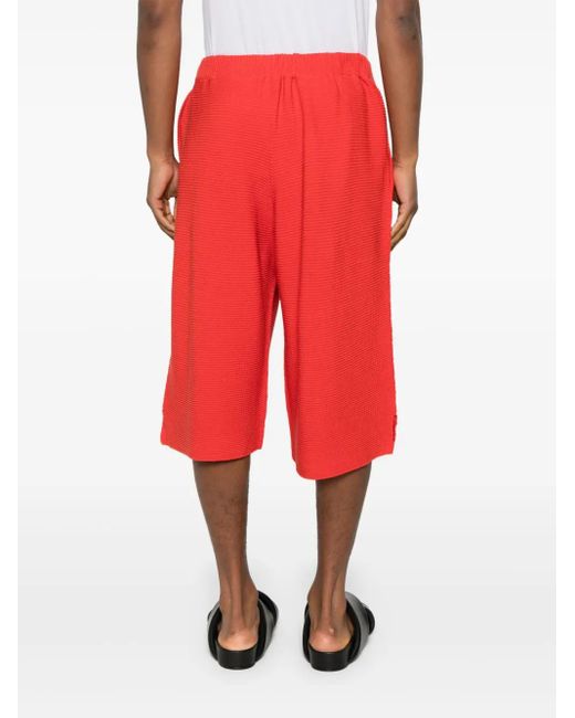 Homme Plissé Issey Miyake Red Cotton Shorts for men