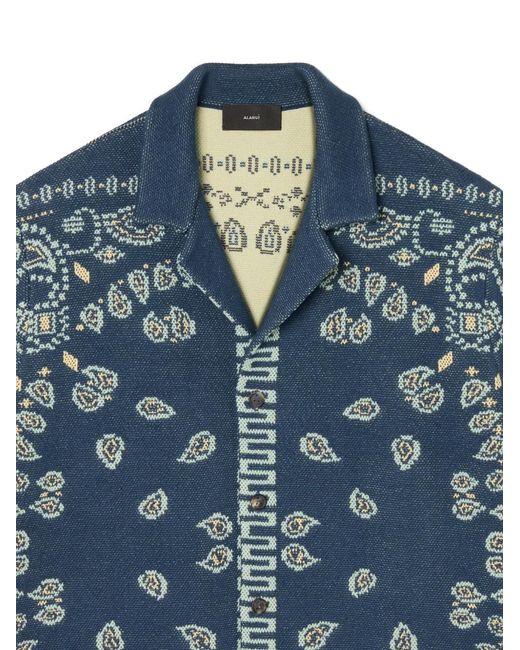 Alanui Blue Bandana-Pattern Shirt for men