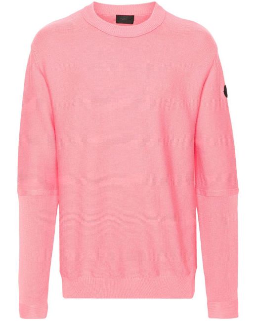 Moncler Pink Logo Appliqué Cotton Jumper for men
