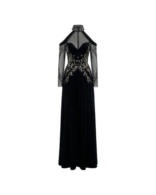 Saiid Kobeisy Black Embellished Maxi Dress
