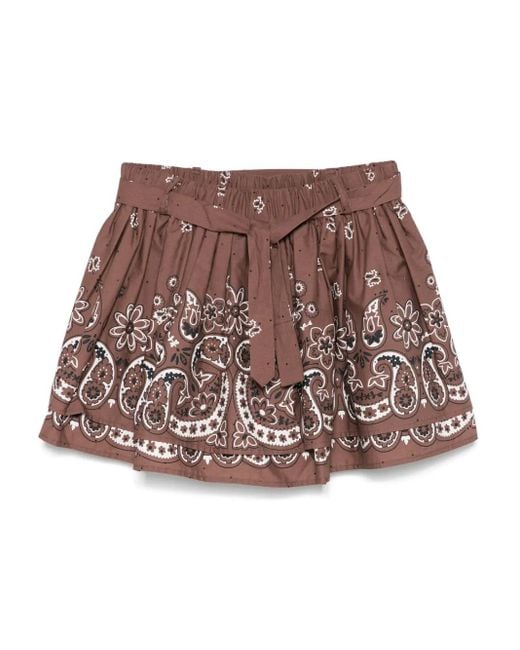 Maje バンダナプリント ショートパンツ Brown
