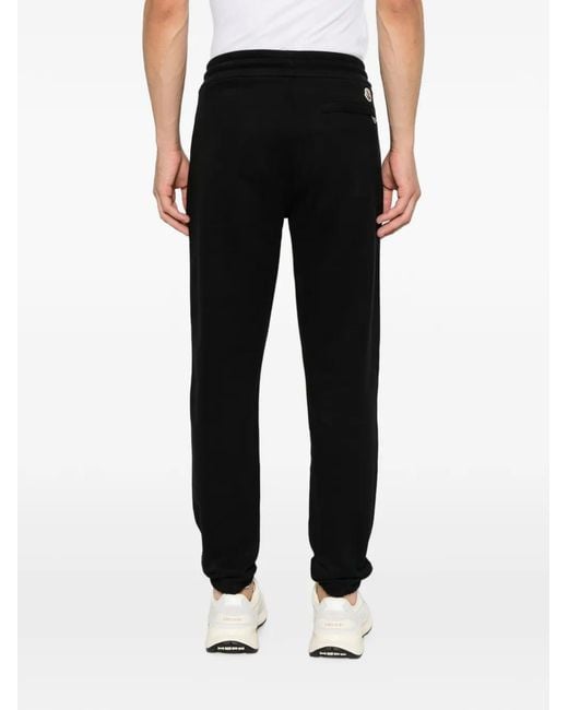 Moncler Black Logo-Patch Drawstring Track Pants for men