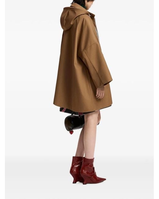 Essentiel Antwerp Brown Krimson Water-Repellent Hooded Coat