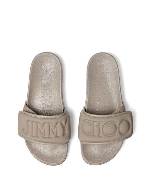 Jimmy Choo Slippers Met Logo-reliëf in het Natural