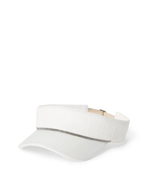 Brunello Cucinelli White Baseballkappe Mit Kristallen