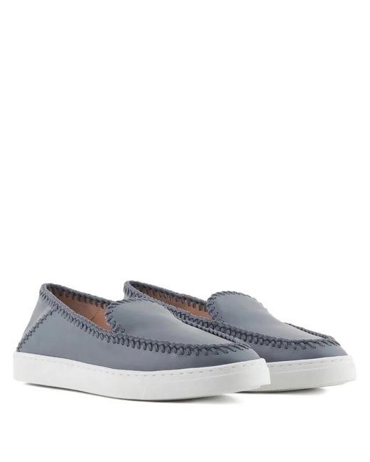 Giorgio Armani Gray Leather Loafers