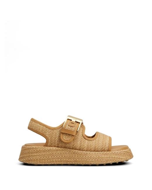 Tod's Natural Raffia Platform Sandals