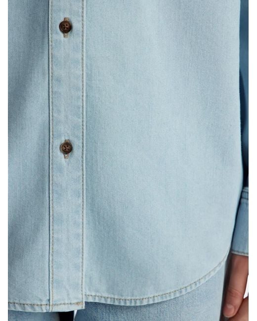 12 STOREEZ Blue Button Lightweight Denim Shirt