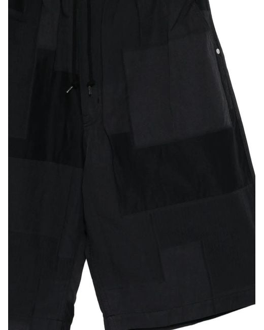 Comme des Garçons Black Patchwork Drawstring Shorts for men