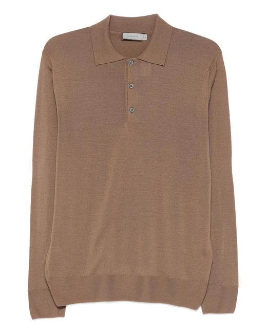 Canali Brown Long-Sleeve Polo Shirt for men