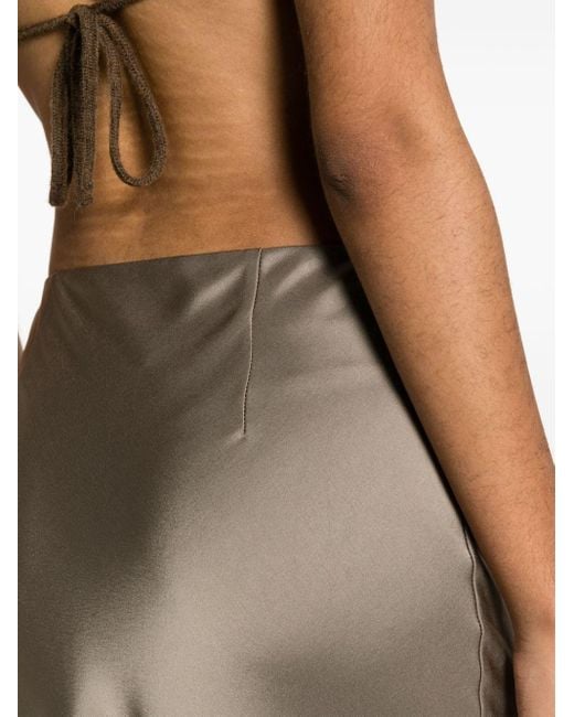 Nanushka Brown Slip-style Satin Midi Skirt