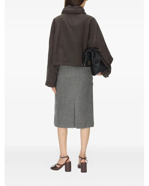 Low Classic Black Drawstring-Neck Zip Jacket