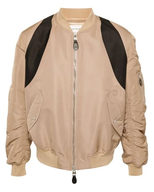 McQueen Natural Contrasting-Panel Bomber Jacket for men