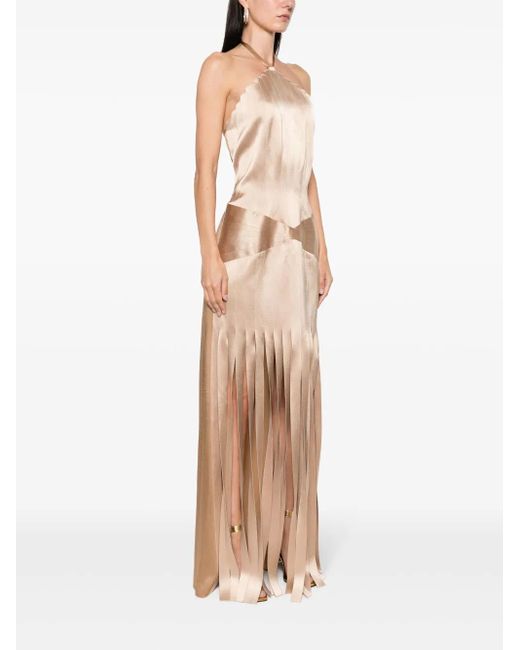 Alberta Ferretti Natural Long Dress With Open Back