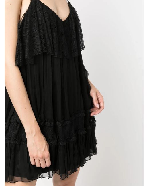 Nissa Black Sleeveless Silk Mini Dress