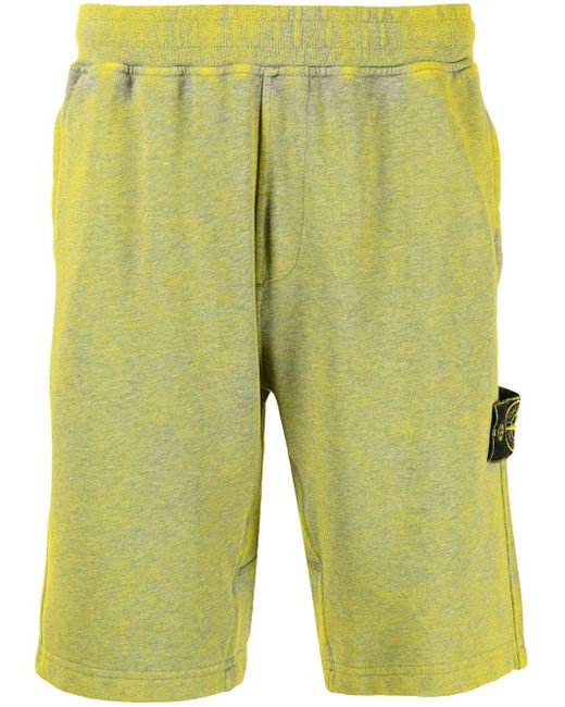 Stone Island Katoen Trainingsshorts Met Logopatch in het Geel voor heren -  Lyst