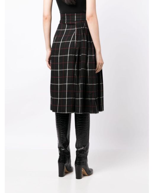 Elie Saab Black Check-pattern High-waist Skirt