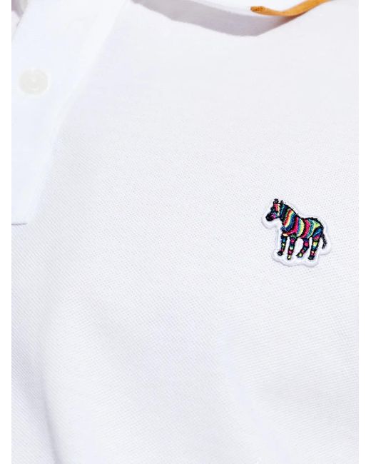 Paul Smith White Polo À Patch Logo for men