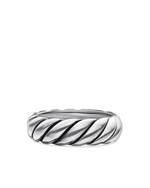 David Yurman White Sculpted Cable Sterlingsilber-Ring (6Mm)