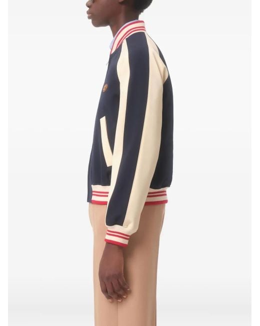 Valentino Garavani Blue Vlogo-Patch Bomber Jacket for men