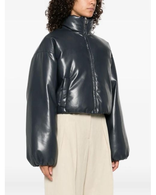 Nanushka Black Puffer Zip-Front Jacket