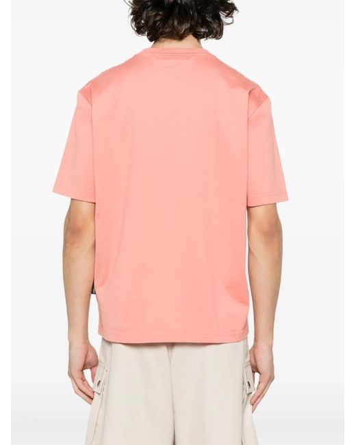 Palm Angels Pink Monogram-Embroidered Cotton T-Shirt for men