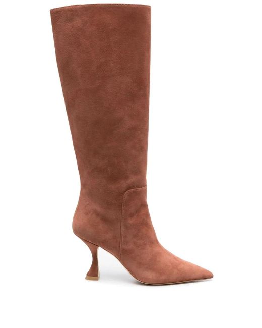 Stuart Weitzman Brown Pointed-Toe High-Heel Boots