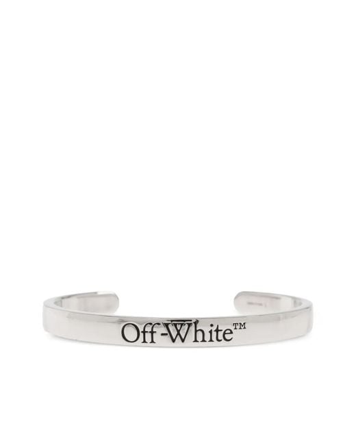 Off-White c/o Virgil Abloh White Engraved Cuff Bracelet for men