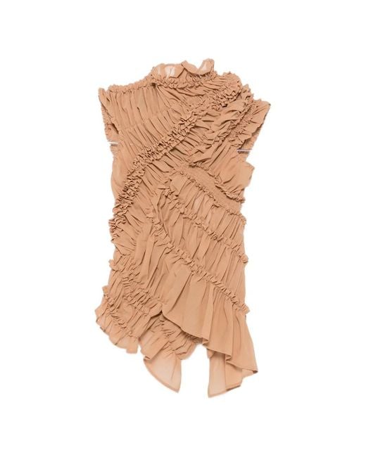 Magda Butrym Natural Ruffled-Embellishment Top