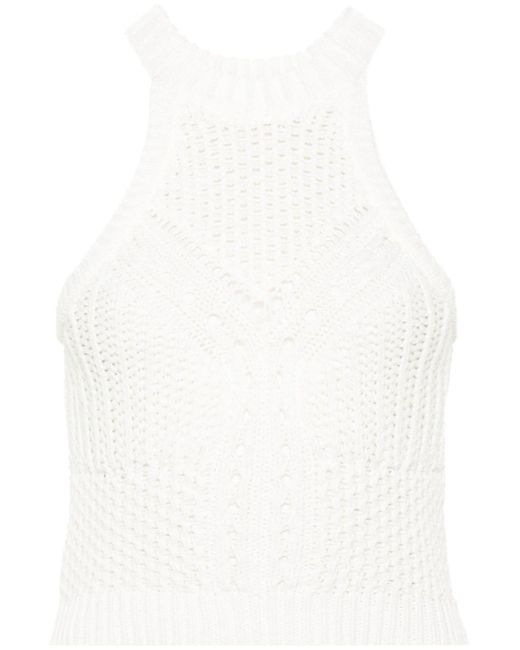 IRO White Sleeveless Open-knit Top