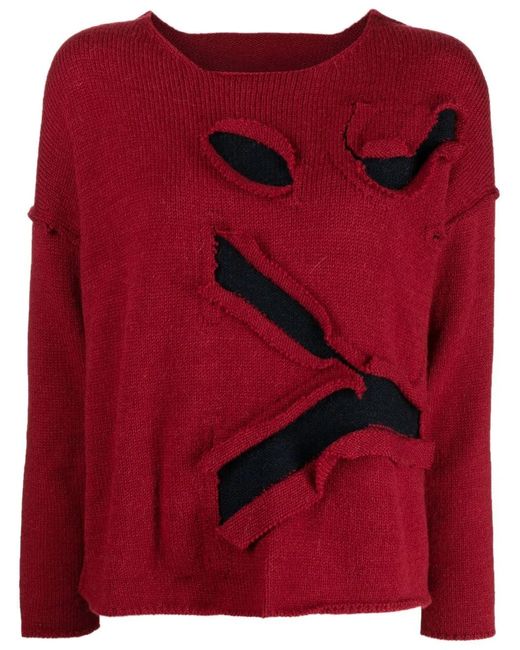 Y's Yohji Yamamoto Red Cut-Out Logo Jumper