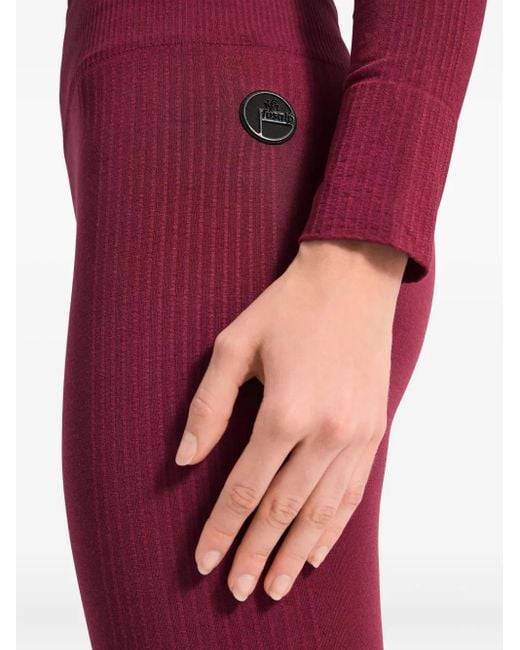 Fusalp Red Alliance Ribbed-Texture Logo-Patch Leggings