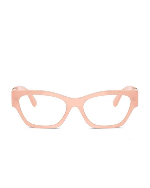 Versace Pink Medusa-Embellished Rectangle Glasses