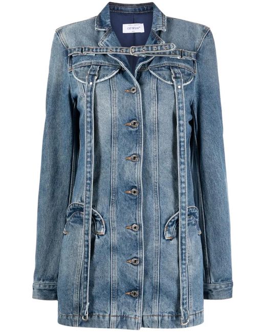 Vestido corto vaquero de manga larga Off-White c/o Virgil Abloh de color Blue