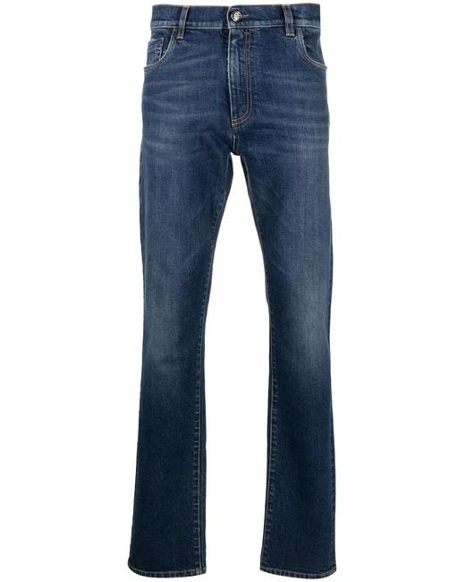 Billionaire Blue Logo-Patch Straight-Cut Jeans for men