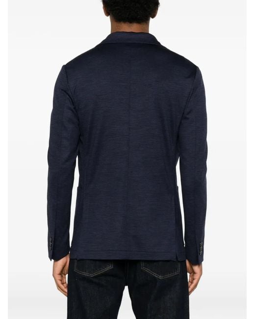 Canali Blue Blazer En Laine À Poches Plaquées for men