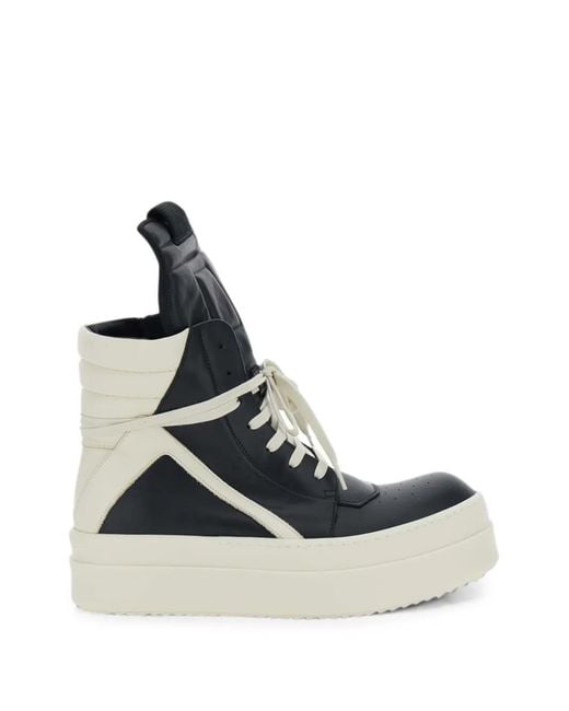 Rick Owens Blue Jumbolace Geobasket High-Top Panelled Sneakers for men