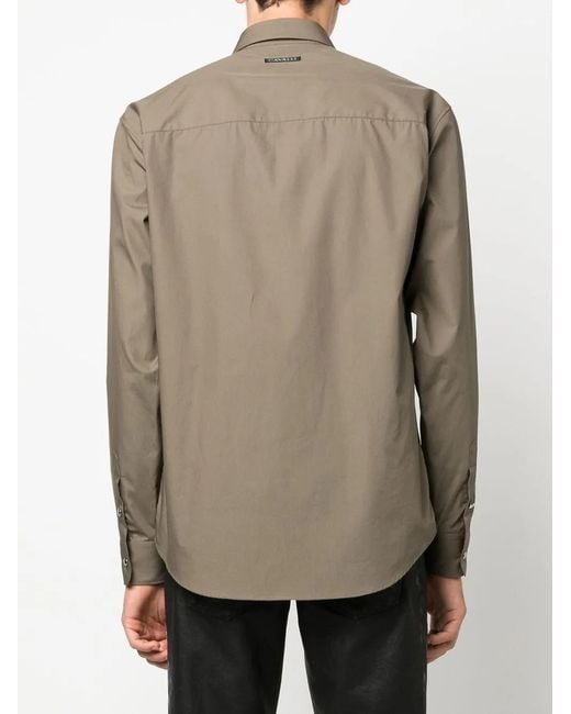 Roberto Cavalli Green Logo-Embroidered Cotton Shirt for men