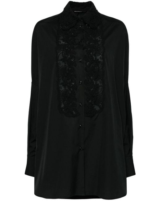 Ermanno Scervino Black Lace-panelled Cotton Shirt