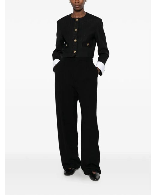 Sandro Black Striped Cropped Blazer