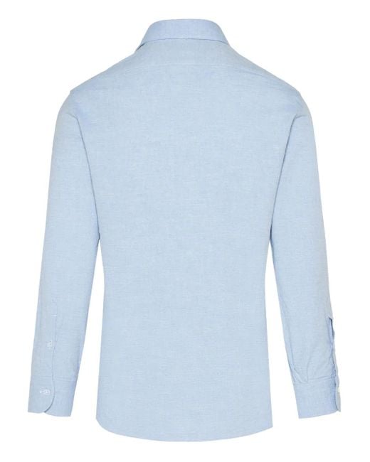 Barba Napoli Blue Buttoned Shirt for men