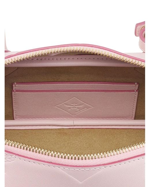 MCM Pink Aren Maxi Monogram Leather Shoulder Bag