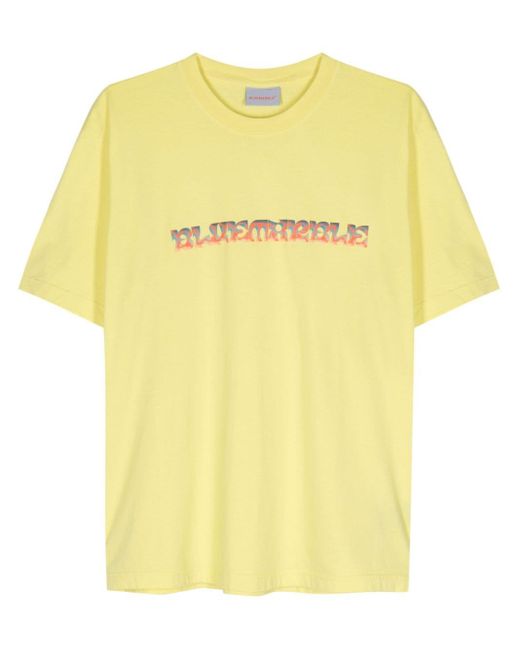 Bluemarble Yellow Uolucky Logo-print T-shirt for men
