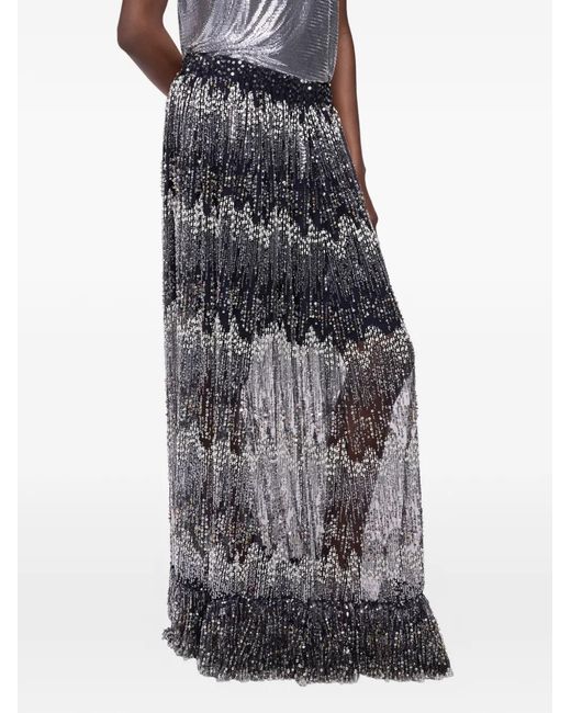 Rabanne Gray Sequin-Embellished Faux-Pearl Maxi Skirt