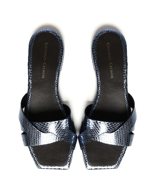 Giuliano Galiano Blue Leather Slides