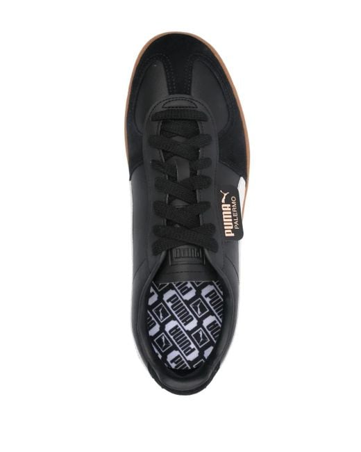 PUMA Black Palermo Leather Sneakers for men