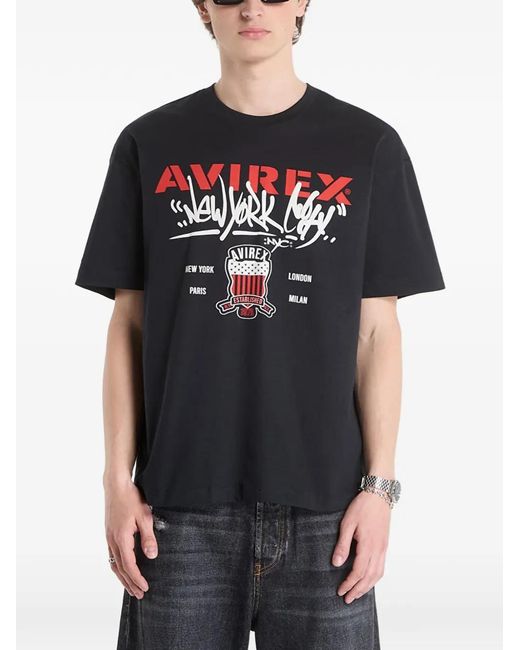 Avirex Black Logo-Print T-Shirt for men