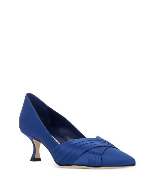 Manolo Blahnik Blue Escarpins À Talon Avec Bout Pointu Et Brides Croisées